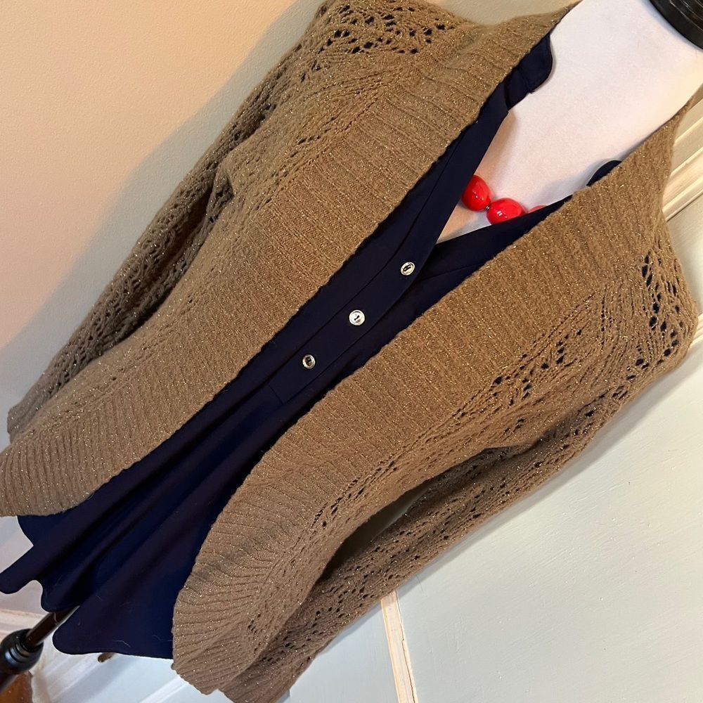 Loft Open Knit Brown Shrug with Long Sleeves Excellent condition Women's Medium